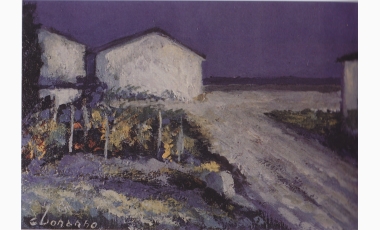 Carmelo Bonanno: Paesaggio, 1980, olio su tela, 20 x 15 cm.