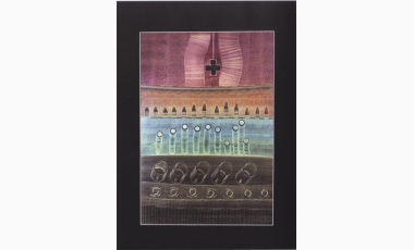 Stello Quartarone: Le notti di Bagdad, 1991, olio su masonite, 100 x 70 cm.