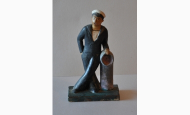 Egidio De Fichy: Marinaio, 1940, gesso dipinto, 20 cm.