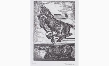Tano Santoro: Senza titolo, acquaforte - tinta, 1982, 350 x 240 cm.