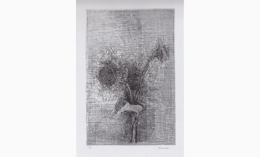 Tano Santoro: Senza titolo,1985 mm, acquaforte - tinta, 580 x 400 mm.