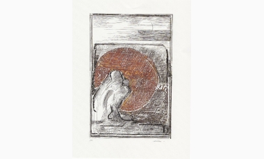 Tano Santoro: Senza titolo, 2001, acquaforte – tinta, 600 x 400 mm.