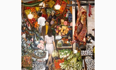 Renato Guttuso: Vucciria,1974, olio su tela, 300 x 300 cm, Palazzo Chiaromonte, Palermo.