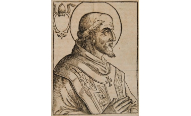 Un incisione con il ritratto di Papa Leone II