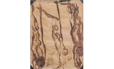 Nato Sciacca: Gli appesi, 1942, china, 31 x 13 cm.