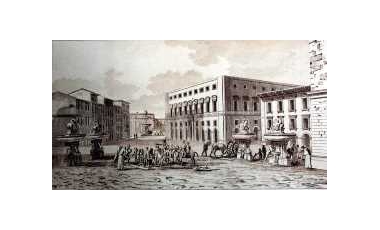 Le fontane dei Quattro Cavallucci in una stampa dell'epoca.