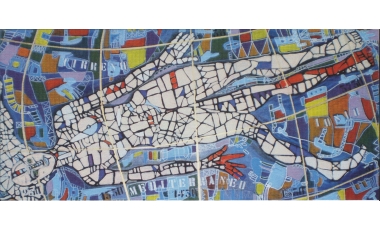 Antonello Bonanno Conti: Sdraiata sopra il mare, 2012, acrilici smalti su tela, 180 x 90 cm.