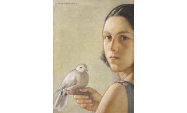 Salvatore De Pasquale: La Tortorella (particolare), 1929 c.a.,olio su tavola, 49 x 39, 4 cm, Provincia Regionale di Messina.