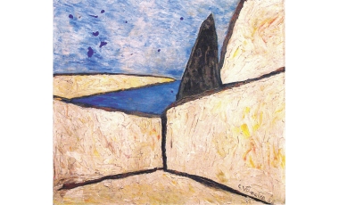 Giuseppe Vanadia: Paesaggio, olio su faesite, 79 x 87 cm, 1958.