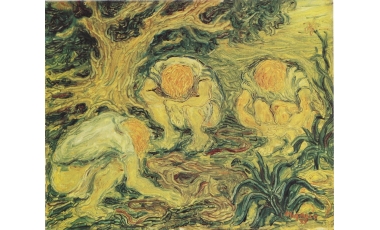 Giuseppe Migneco: Ragazzi sotto il fico, 1939, olio su tela, 40 x 50 cm, Collezione Serena Verdini, Firenze