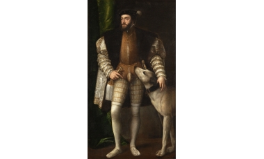 Tiziano: Ritratto di Carlo V con un cane, 1533.