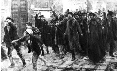 Rivoltosi in un'immagine dell'epoca