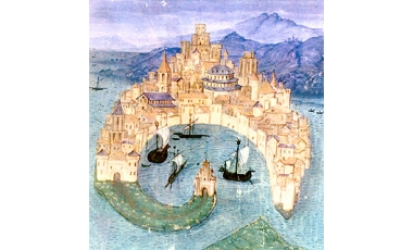 Una miniatura medievale con la Messina dell'epoca